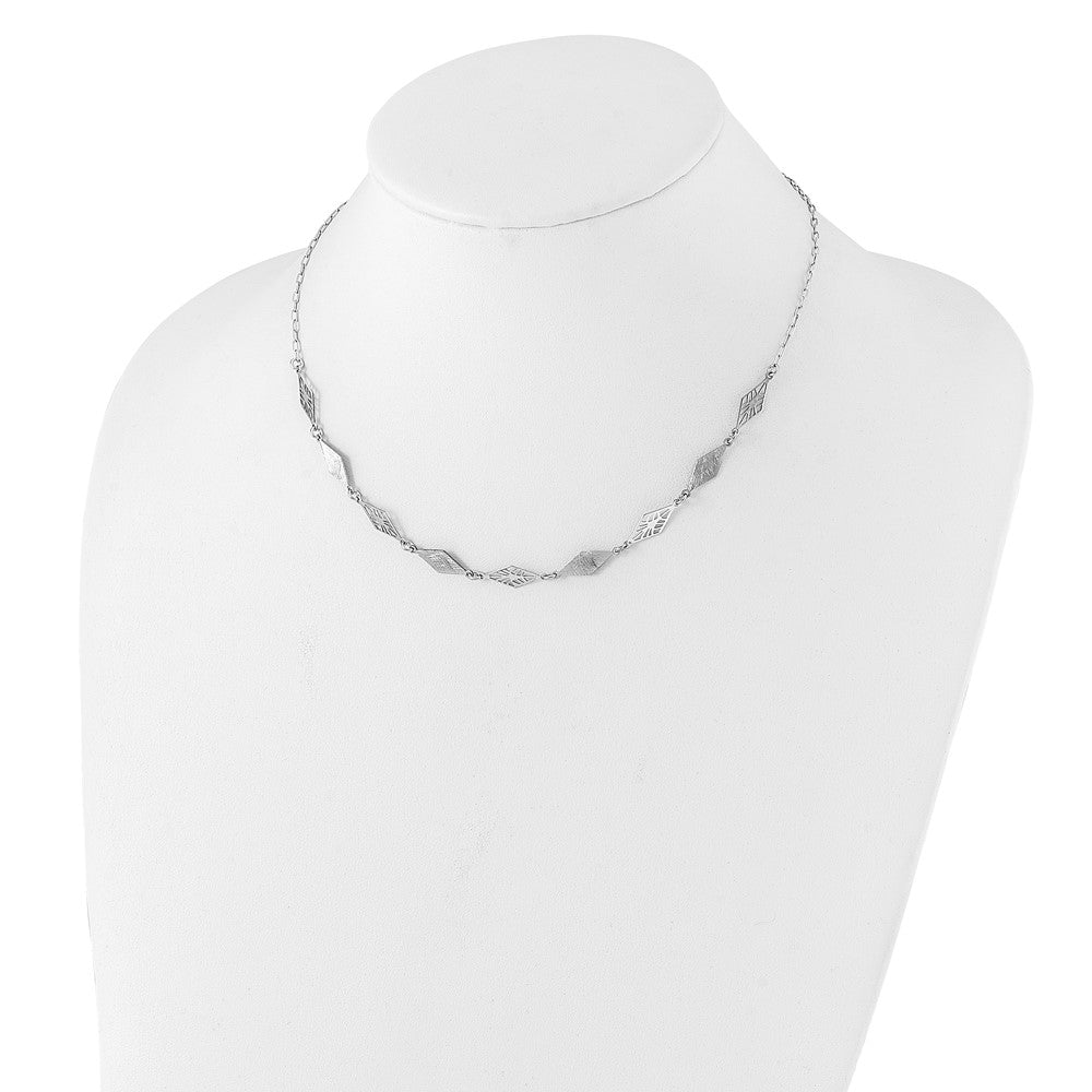 Sterlingsilber Ss Rhodiniert Poliert und Scratch Finish mit 1 Zoll Verlängerung. Halskette