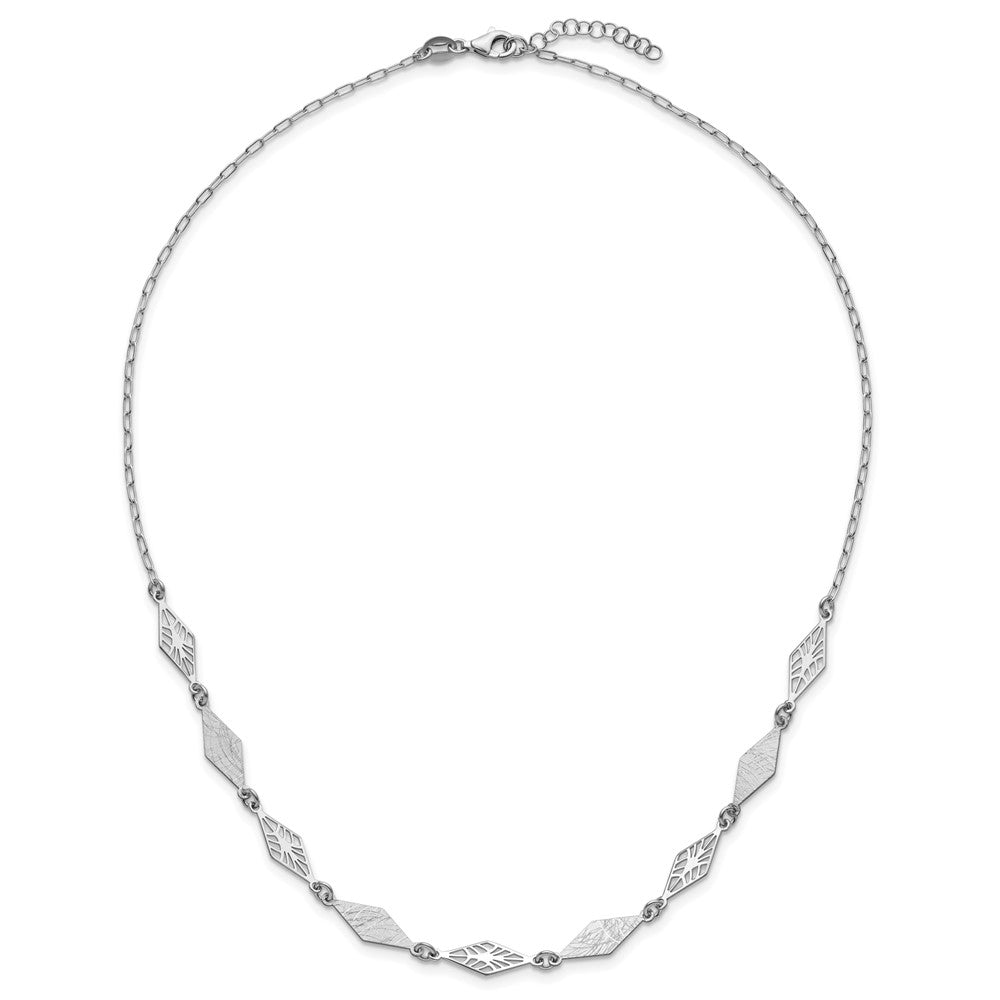 Sterlingsilber Ss Rhodiniert Poliert und Scratch Finish mit 1 Zoll Verlängerung. Halskette