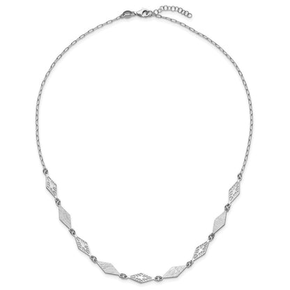 Sterlingsilber Ss Rhodiniert Poliert und Scratch Finish mit 1 Zoll Verlängerung. Halskette