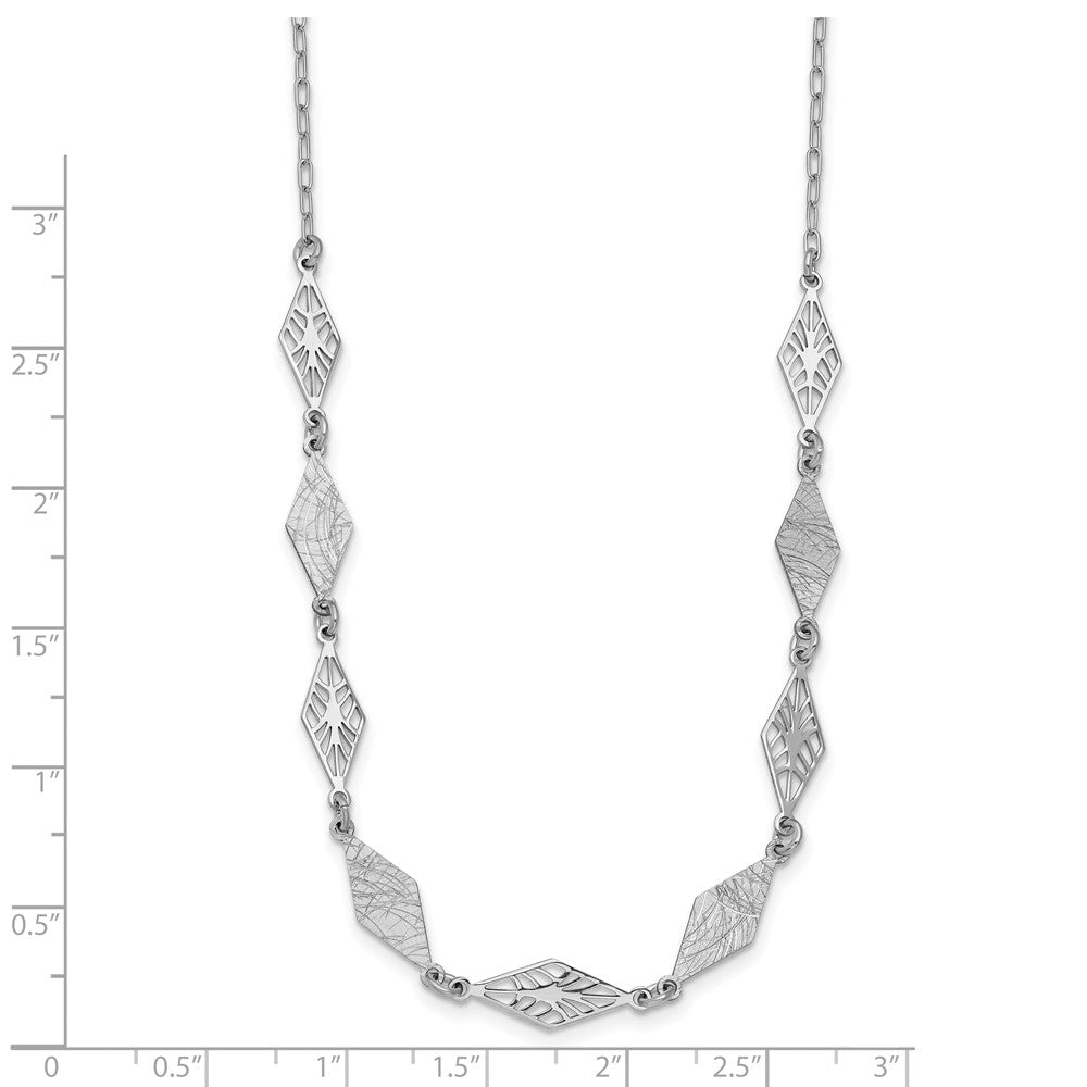 Sterlingsilber Ss Rhodiniert Poliert und Scratch Finish mit 1 Zoll Verlängerung. Halskette