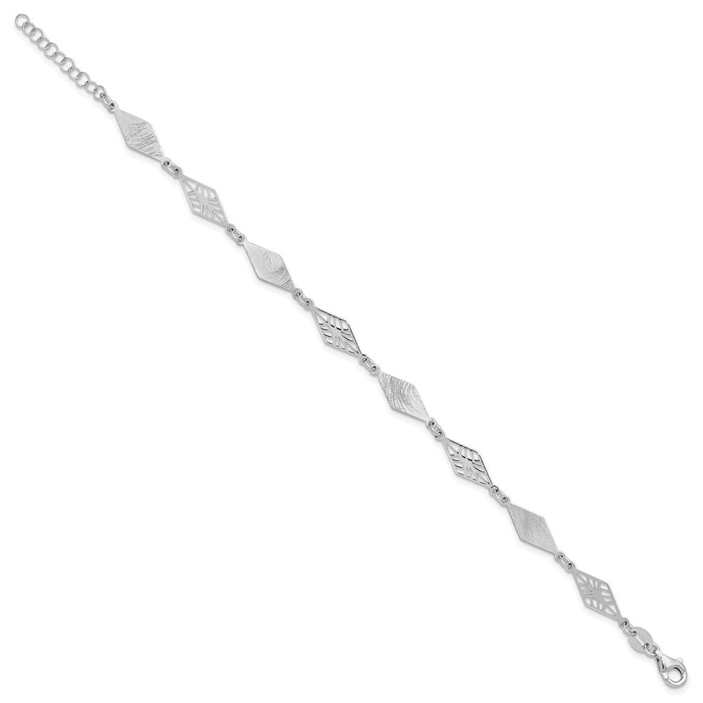 Sterlingsilber Ss Rhodiniert Poliert und Scratch Finish mit 1 Zoll Verlängerung. Armband