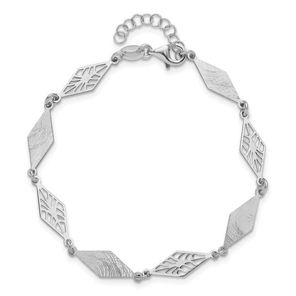 Sterlingsilber Ss Rhodiniert Poliert und Scratch Finish mit 1 Zoll Verlängerung. Armband