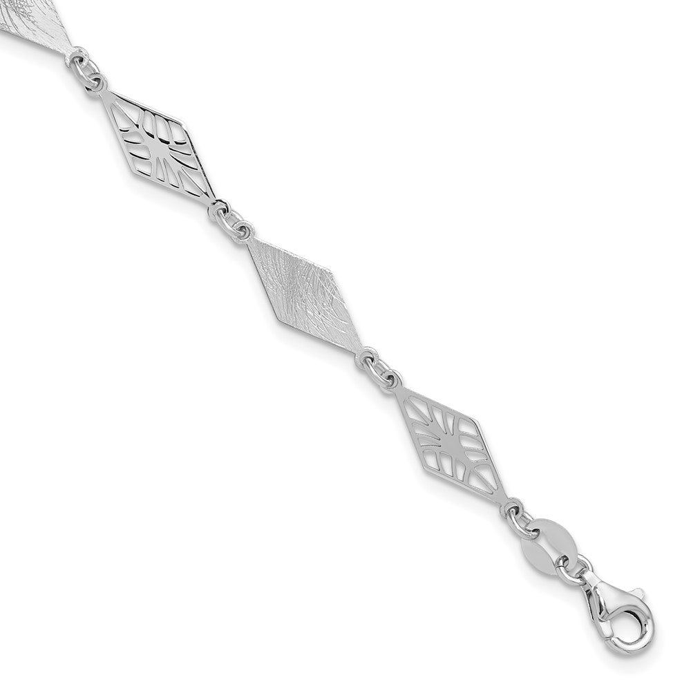 Sterlingsilber Ss Rhodiniert Poliert und Scratch Finish mit 1 Zoll Verlängerung. Armband