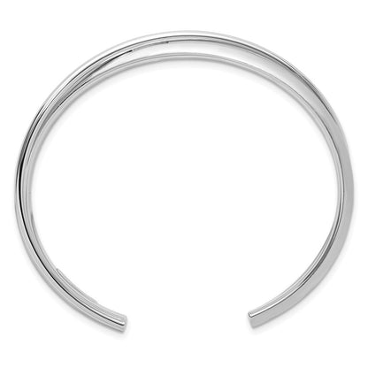 Sterlingsilber Rhodium Plt Satiniert Poliert Kreuz Manschette Armreif