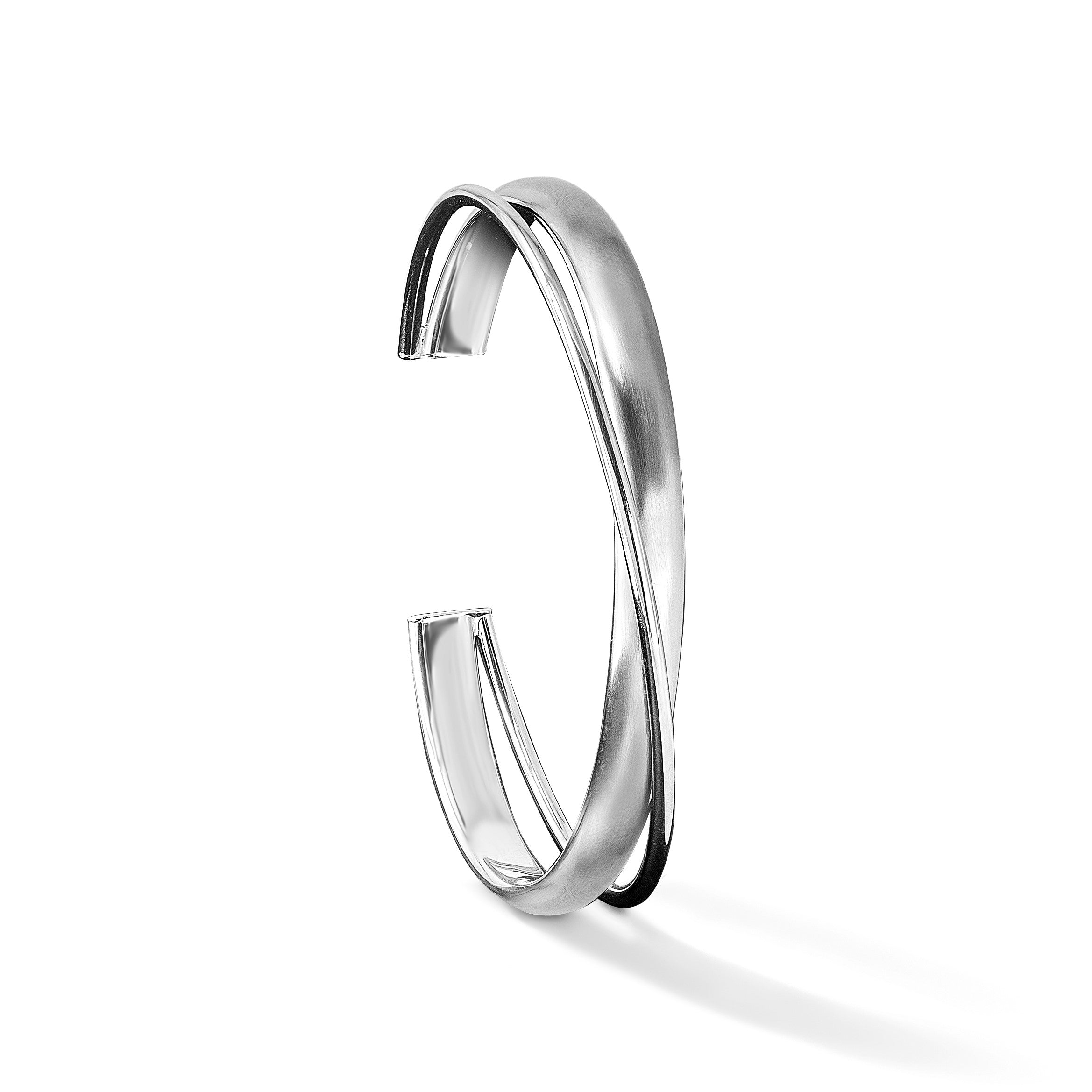 Sterlingsilber Rhodium Plt Satiniert Poliert Kreuz Manschette Armreif