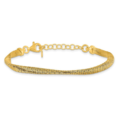 Vergoldet Sterlingsilber Pl Gedreht Texture Wrapped 1 Zoll Verlängerung. Armband