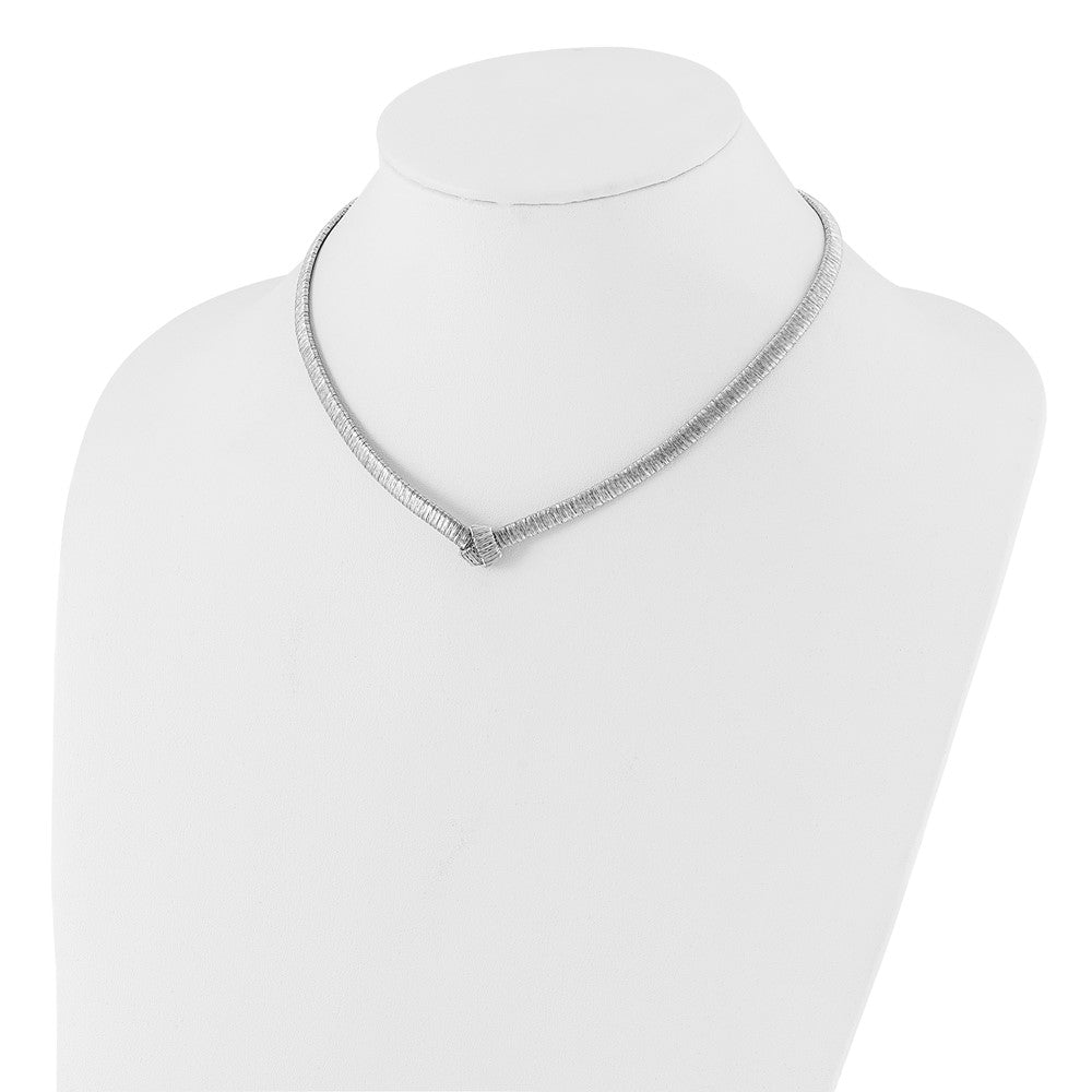 Sterlingsilber Rhod Platin Texture Wrapped Knoten 2 Zoll Verlängerung. Halskette
