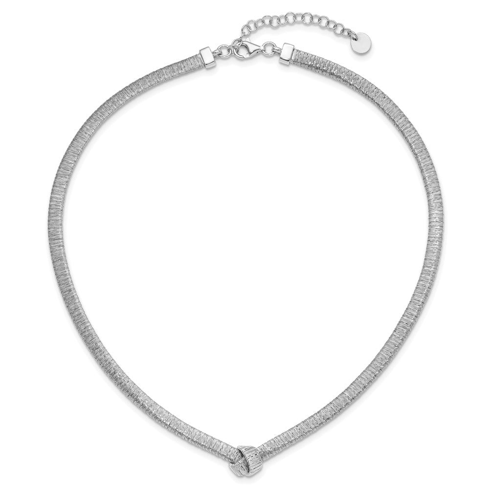 Sterlingsilber Rhod Platin Texture Wrapped Knoten 2 Zoll Verlängerung. Halskette