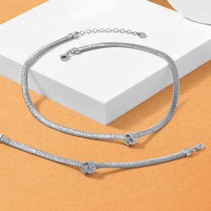 Sterlingsilber Rhod Platin Texture Wrapped Knoten 2 Zoll Verlängerung. Halskette