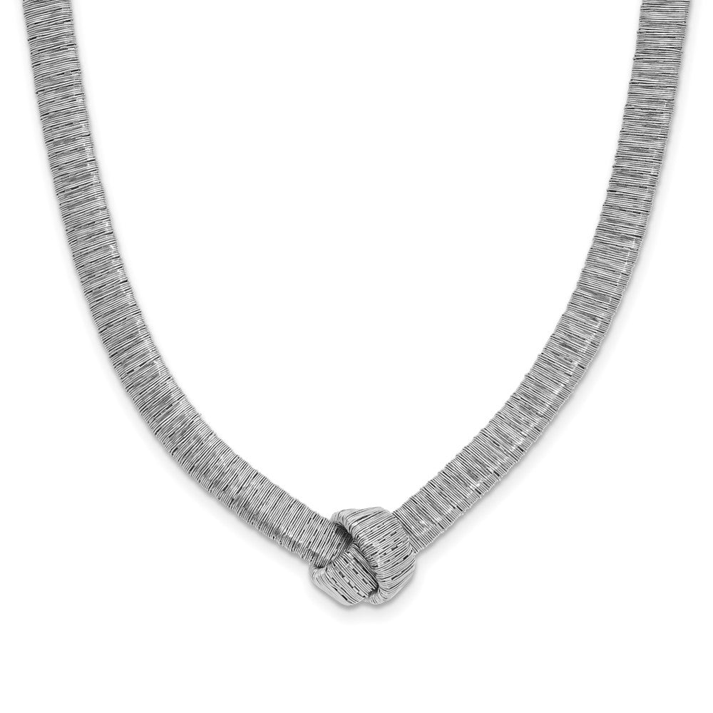 Sterlingsilber Rhod Platin Texture Wrapped Knoten 2 Zoll Verlängerung. Halskette