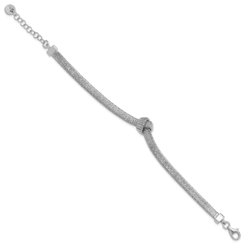 Sterlingsilber Rhodiniert Platte Texture Wrapped Knoten 1 Zoll Verlängerung. Armband