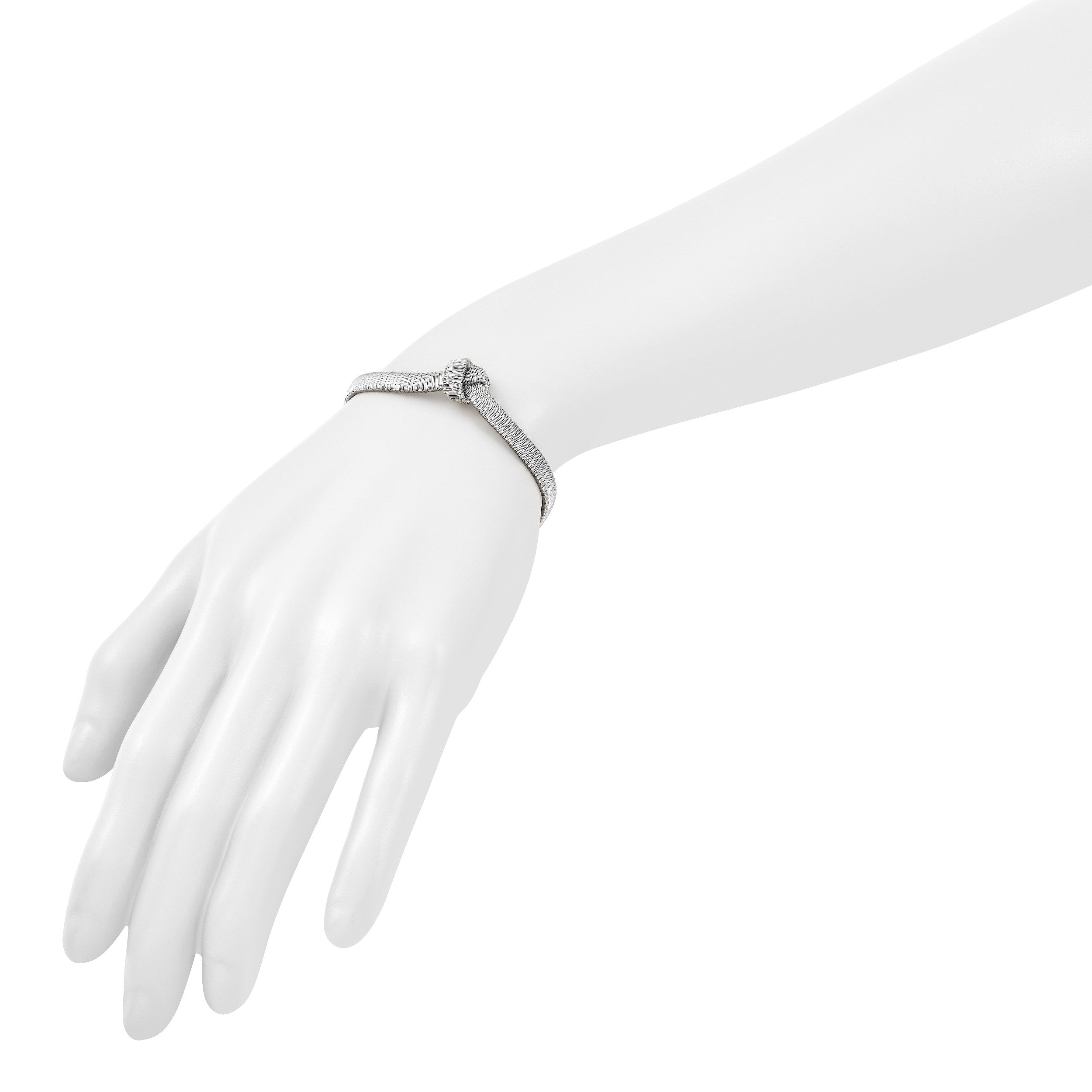 Sterlingsilber Rhodiniert Platte Texture Wrapped Knoten 1 Zoll Verlängerung. Armband