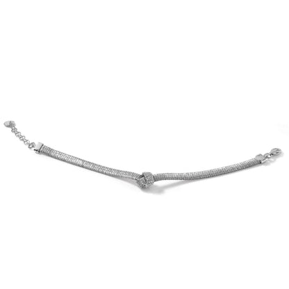 Sterlingsilber Rhodiniert Platte Texture Wrapped Knoten 1 Zoll Verlängerung. Armband