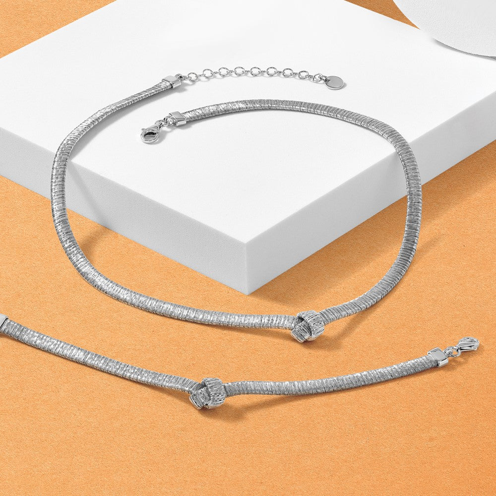 Sterlingsilber Rhodiniert Platte Texture Wrapped Knoten 1 Zoll Verlängerung. Armband