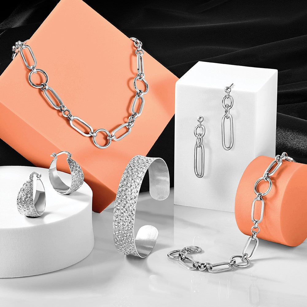 Sterlingsilber Rhodiniert Strukturiert Armreif