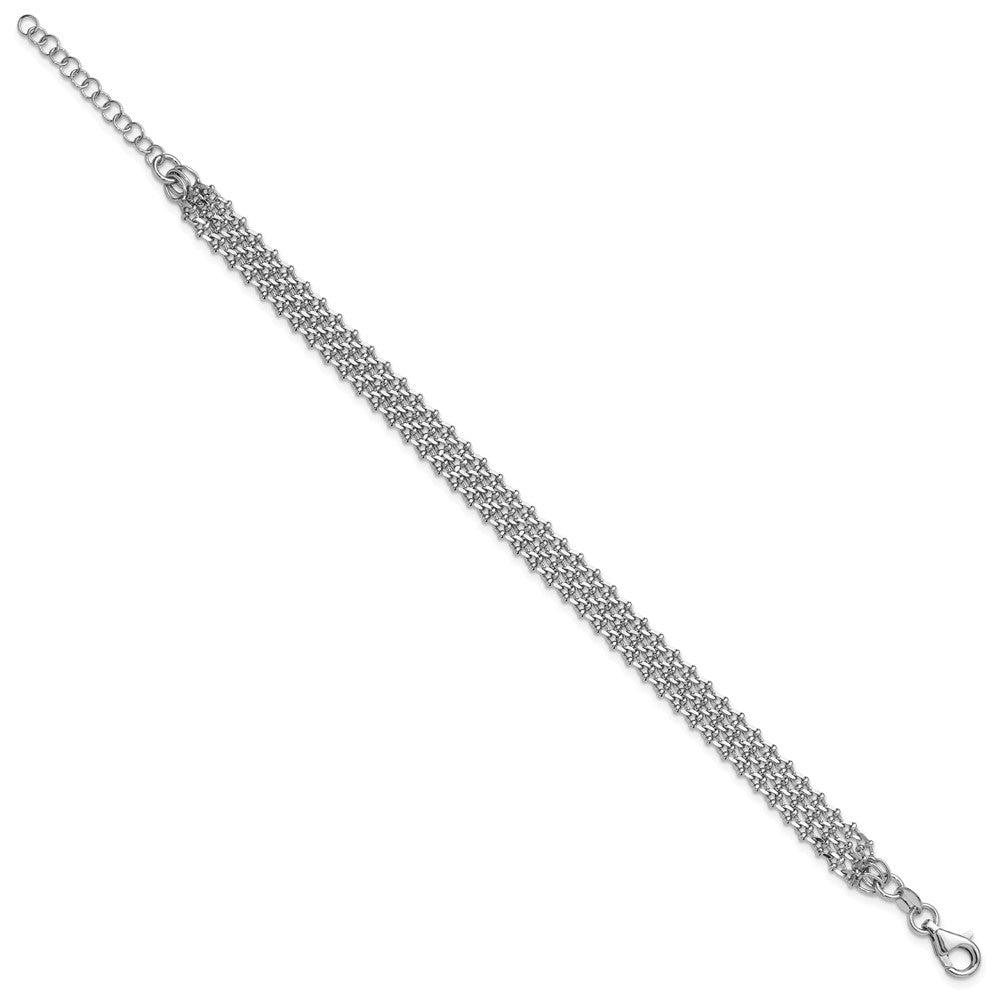 Sterlingsilber Rhodiniert Poliert 3 Strang 1 Zoll Verlängerung. Armband