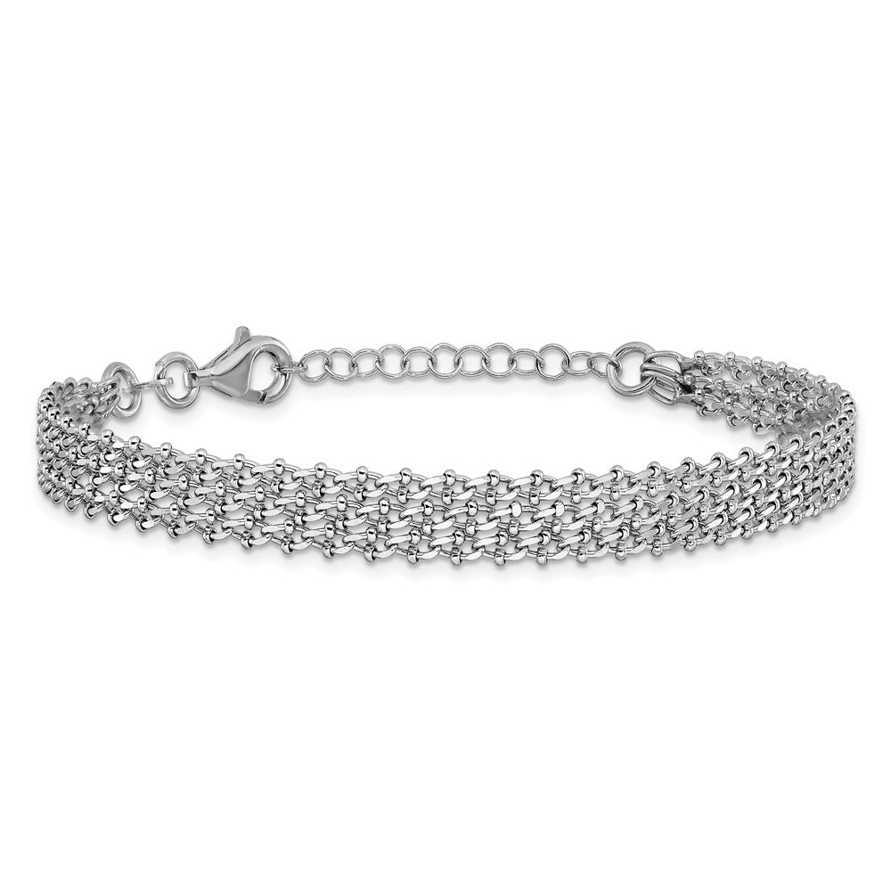 Sterlingsilber Rhodiniert Poliert 3 Strang 1 Zoll Verlängerung. Armband