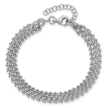 Sterlingsilber Rhodiniert Poliert 3 Strang 1 Zoll Verlängerung. Armband