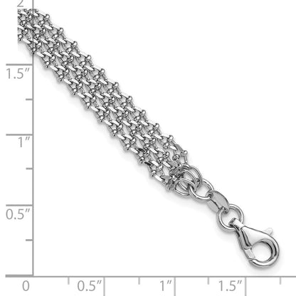 Sterlingsilber Rhodiniert Poliert 3 Strang 1 Zoll Verlängerung. Armband