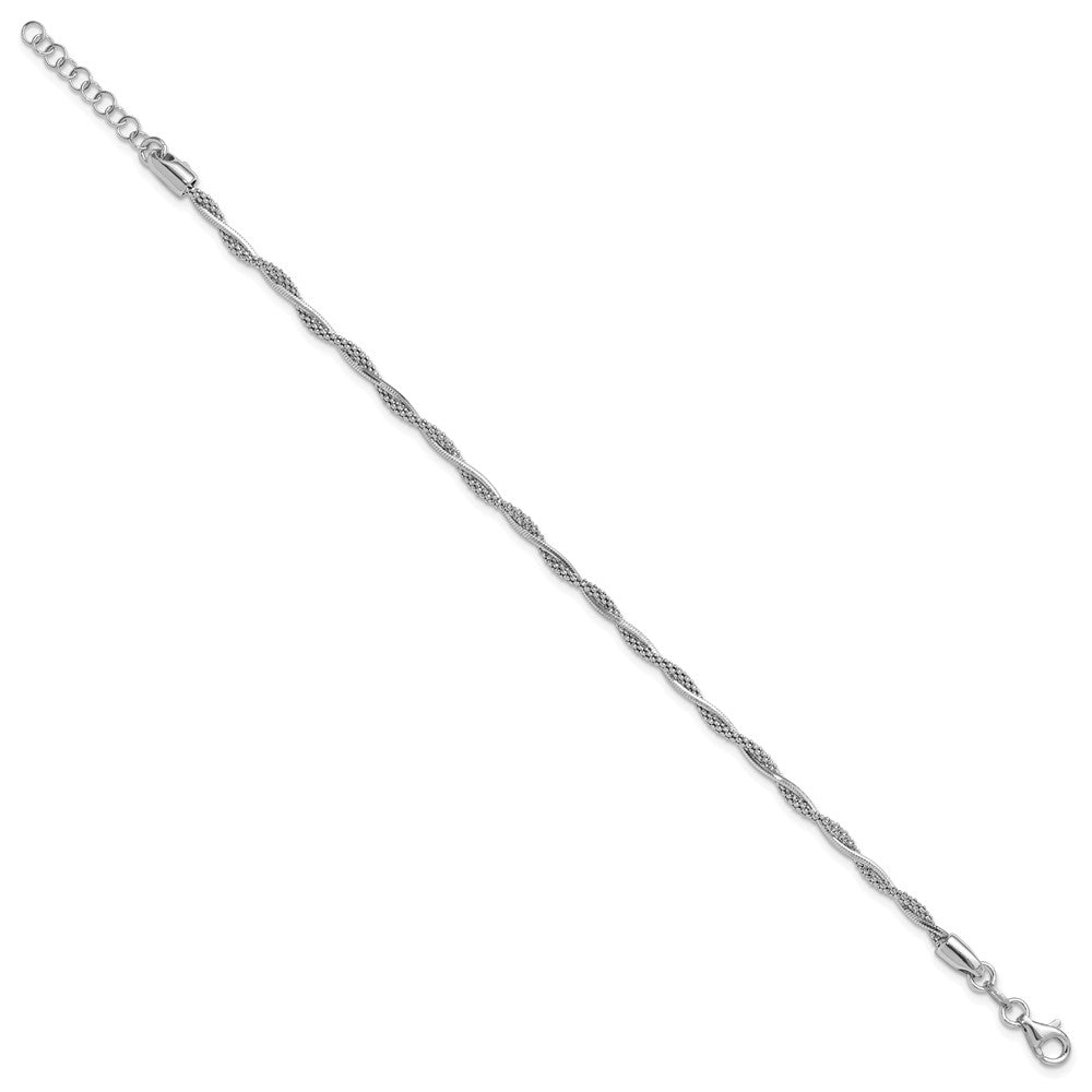 Sterlingsilber Rhodiniert Poliert Gedreht 1 Zoll Verlängerung. Armband