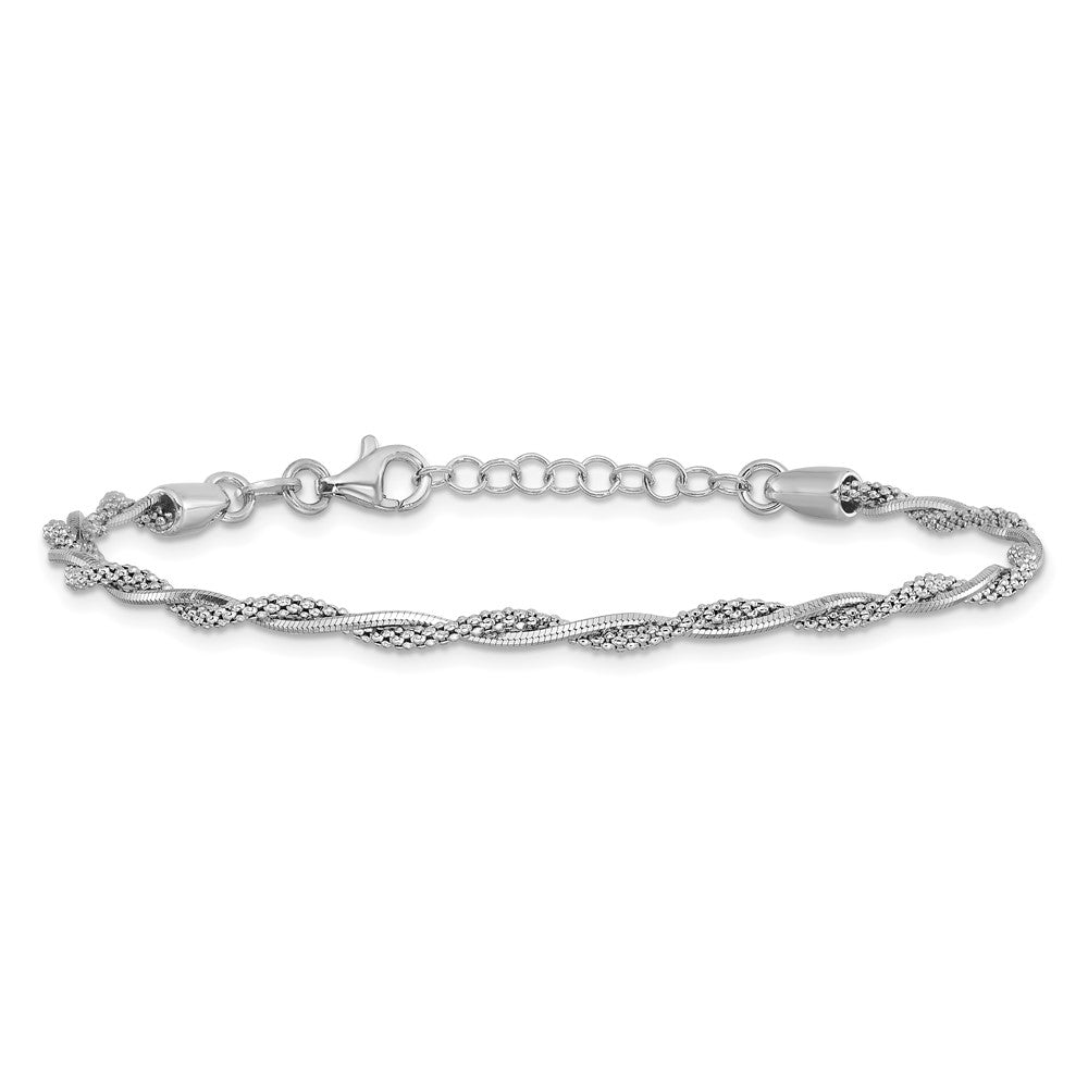 Sterlingsilber Rhodiniert Poliert Gedreht 1 Zoll Verlängerung. Armband