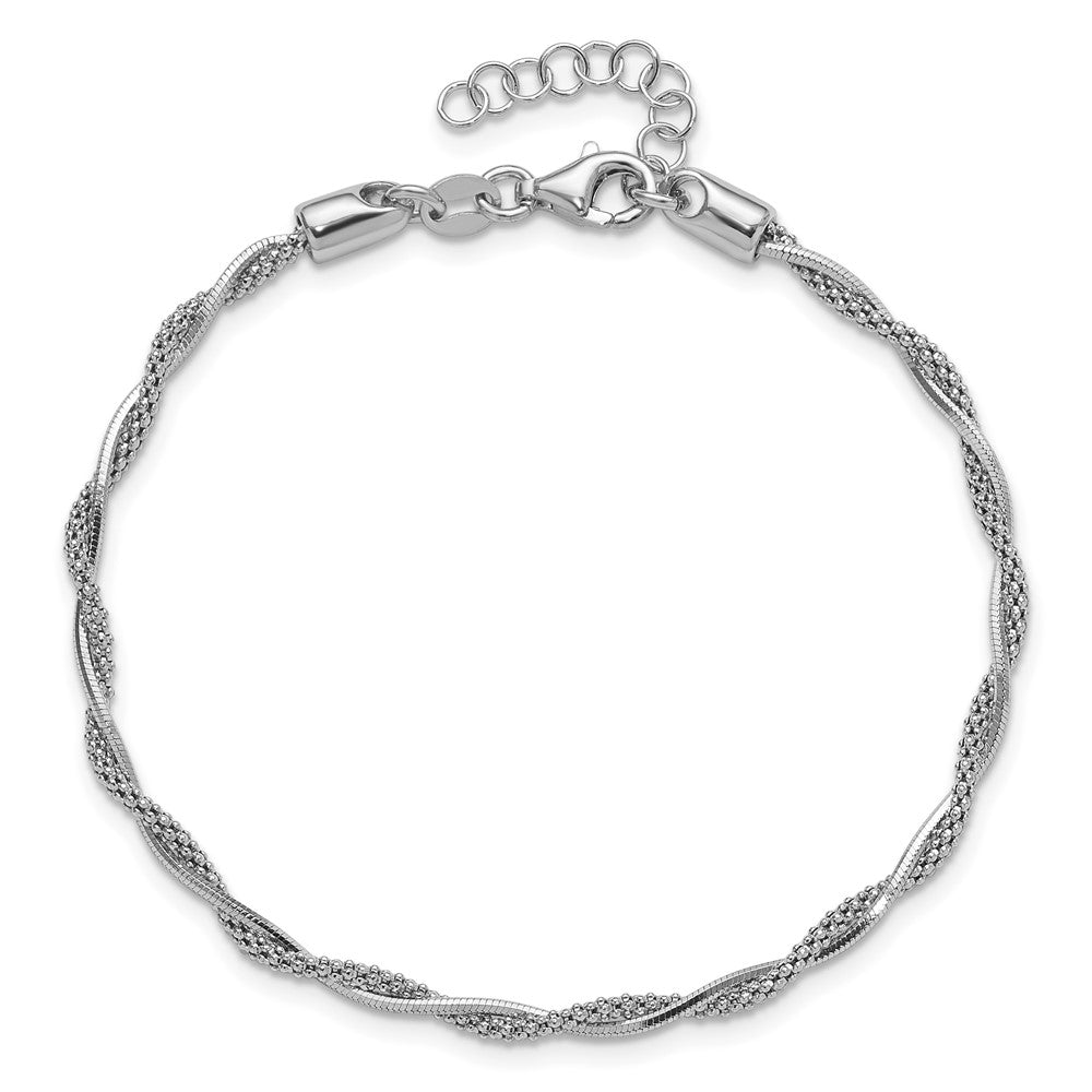 Sterlingsilber Rhodiniert Poliert Gedreht 1 Zoll Verlängerung. Armband