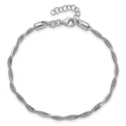 Sterlingsilber Rhodiniert Poliert Gedreht 1 Zoll Verlängerung. Armband