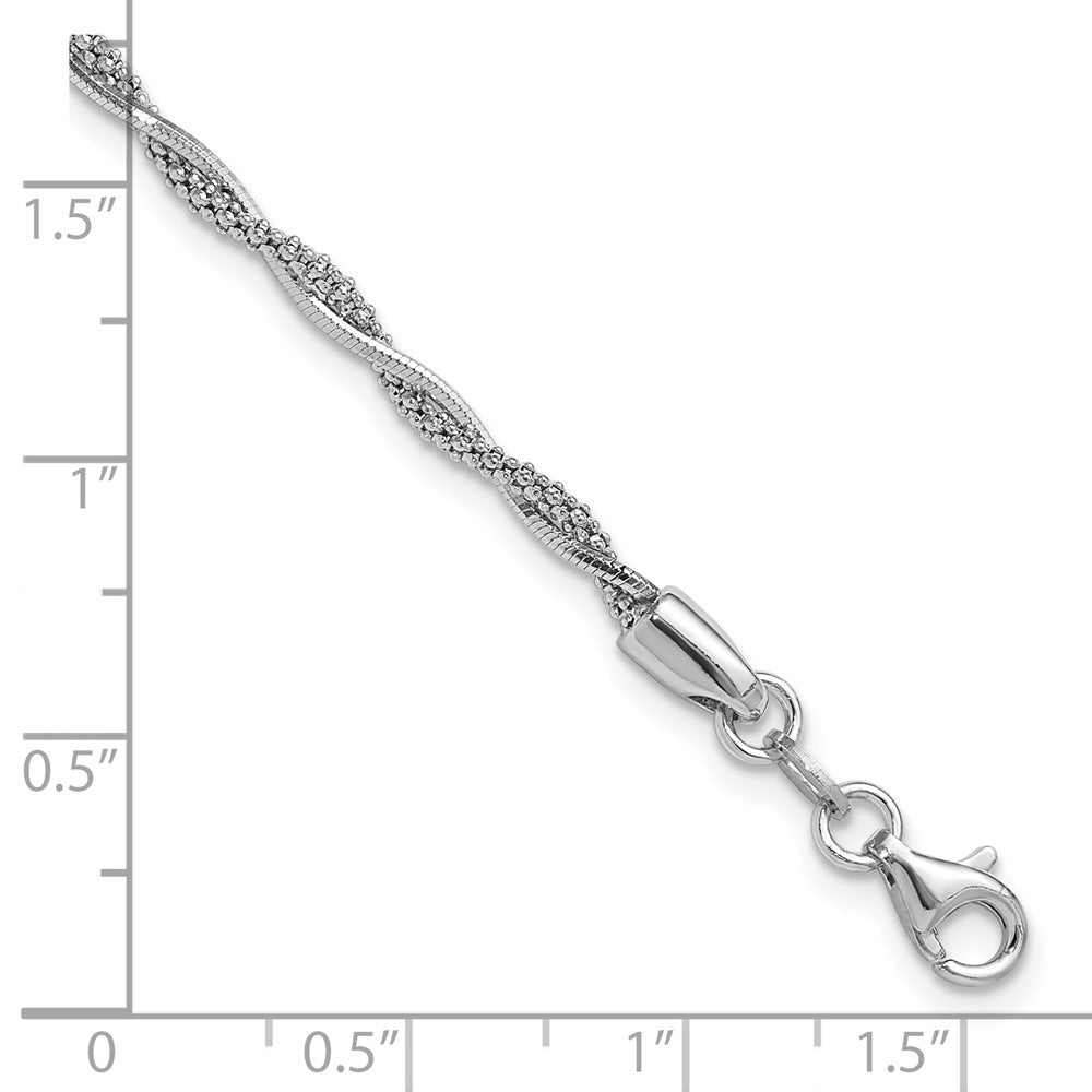 Sterlingsilber Rhodiniert Poliert Gedreht 1 Zoll Verlängerung. Armband