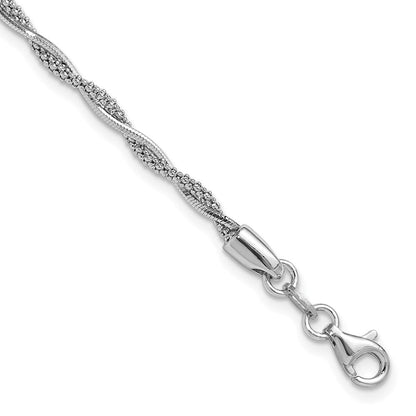 Sterlingsilber Rhodiniert Poliert Gedreht 1 Zoll Verlängerung. Armband