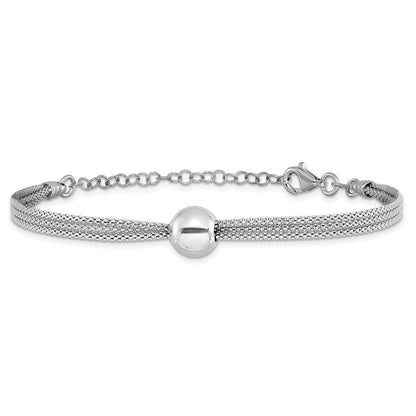 Sterlingsilber Rhodiniert Plt Poliert 3 Strang Perle 2 Zoll Verlängerung. Armband