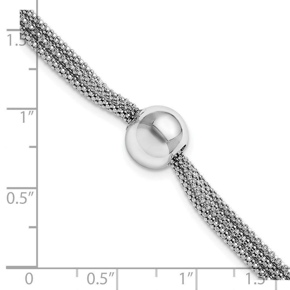 Sterlingsilber Rhodiniert Plt Poliert 3 Strang Perle 2 Zoll Verlängerung. Armband