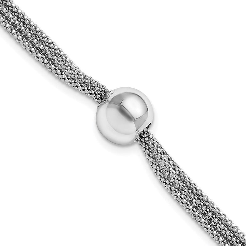 Sterlingsilber Rhodiniert Plt Poliert 3 Strang Perle 2 Zoll Verlängerung. Armband