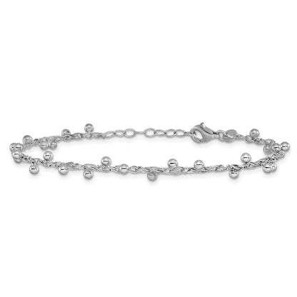 Sterlingsilber Rhodiniert Poliert Gekugelt 1 Zoll Verlängerung. Armband