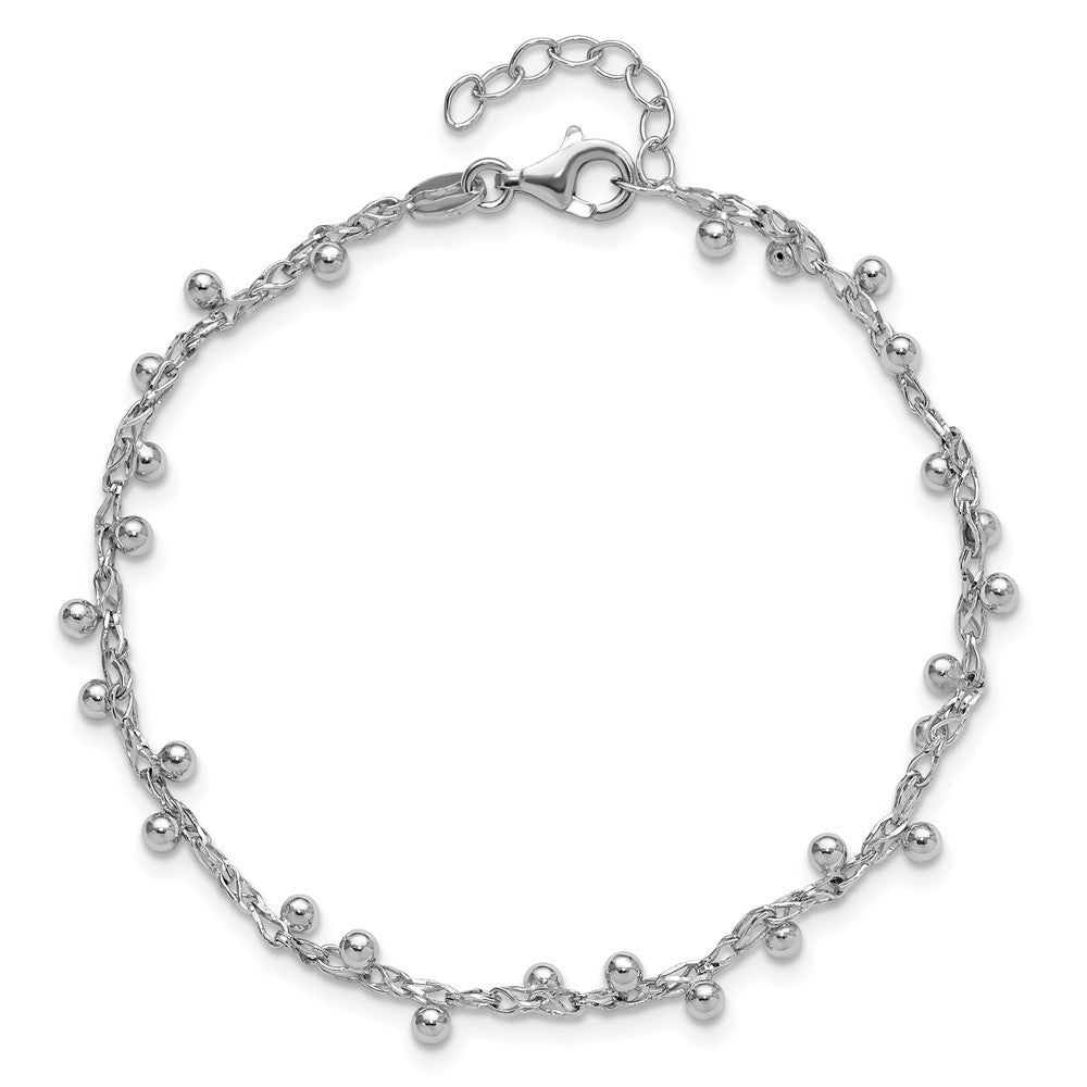 Sterlingsilber Rhodiniert Poliert Gekugelt 1 Zoll Verlängerung. Armband
