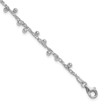 Sterlingsilber Rhodiniert Poliert Gekugelt 1 Zoll Verlängerung. Armband