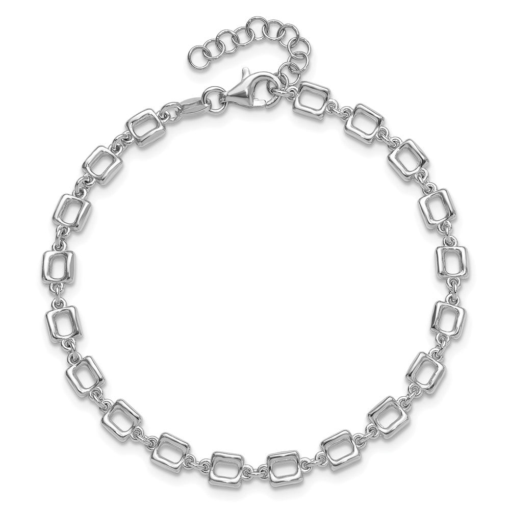Sterlingsilber Rhodiniert Quadratisch Glieder 1 Zoll Verlängerung. Armband