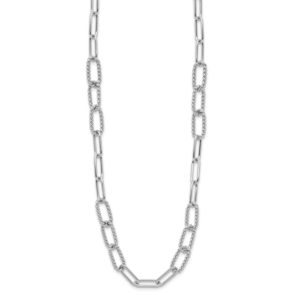 Sterlingsilber Rhodiniert Poliert/textured Fantasieglieder Halskette