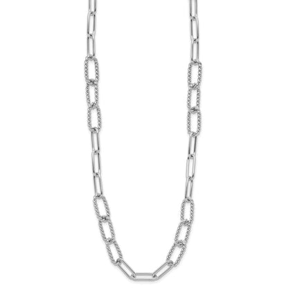 Sterlingsilber Rhodiniert Poliert/textured Fantasieglieder Halskette