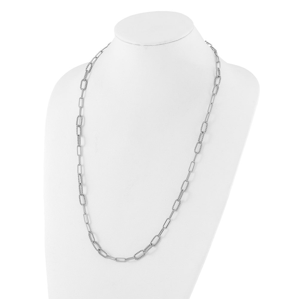 Sterlingsilber Rhodiniert Poliert/textured Fantasieglieder Halskette