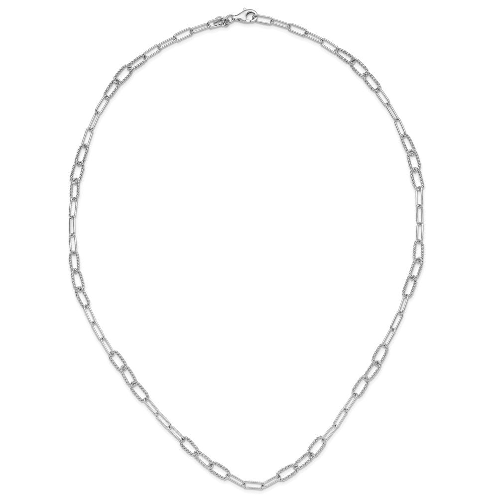 Sterlingsilber Rhodiniert Poliert/textured Fantasieglieder Halskette