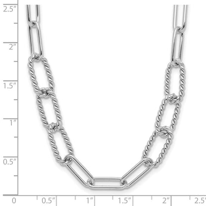 Sterlingsilber Rhodiniert Poliert/textured Fantasieglieder Halskette