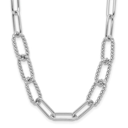 Sterlingsilber Rhodiniert Poliert/textured Fantasieglieder Halskette