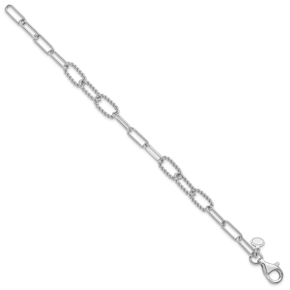 Sterlingsilber Rhodiniert Poliert/textured Fantasieglieder Armband