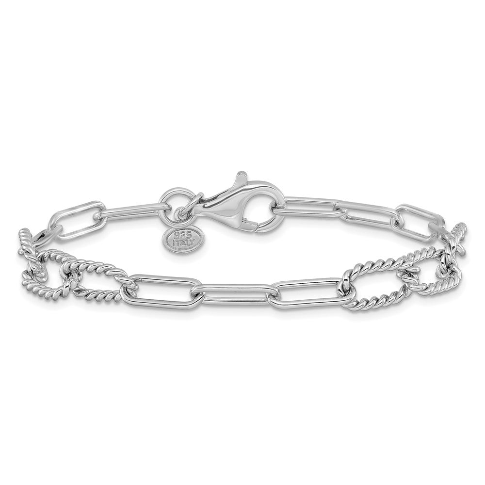 Sterlingsilber Rhodiniert Poliert/textured Fantasieglieder Armband