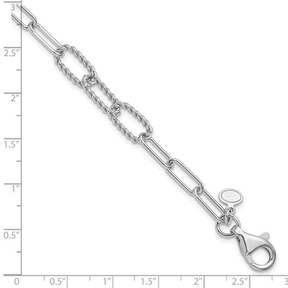 Sterlingsilber Rhodiniert Poliert/textured Fantasieglieder Armband