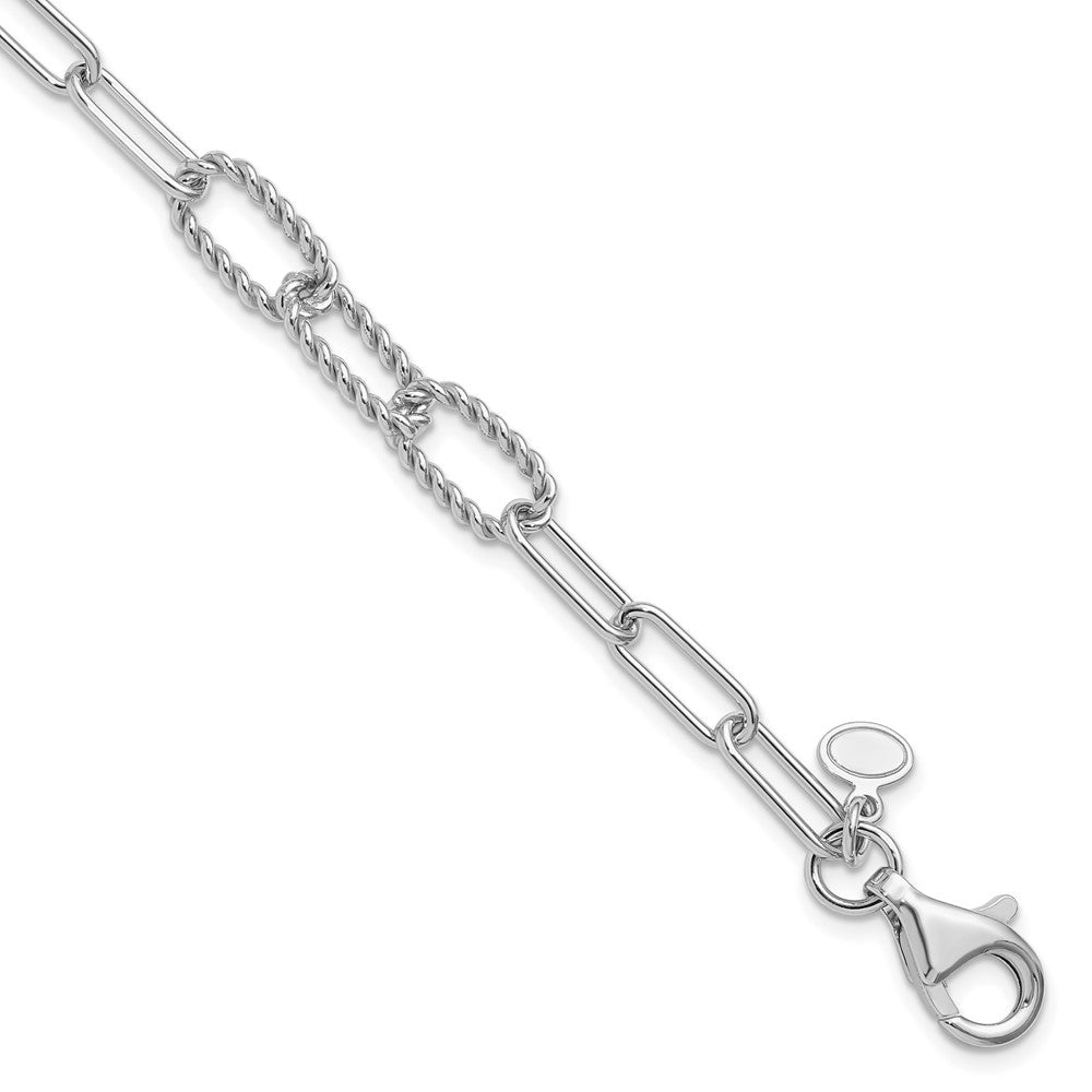 Sterlingsilber Rhodiniert Poliert/textured Fantasieglieder Armband