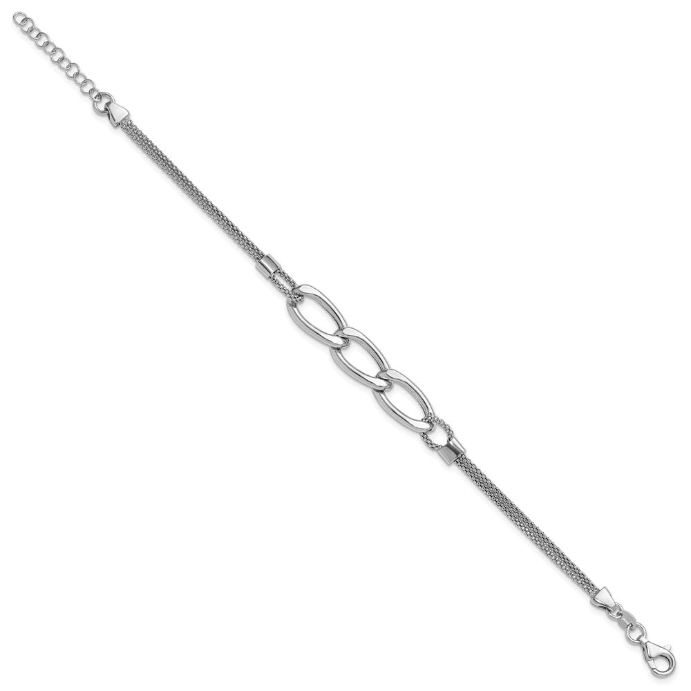 Sterlingsilber Rhodiniert Platin Poliert Multi Strang 1 Zoll Verlängerung. Armband