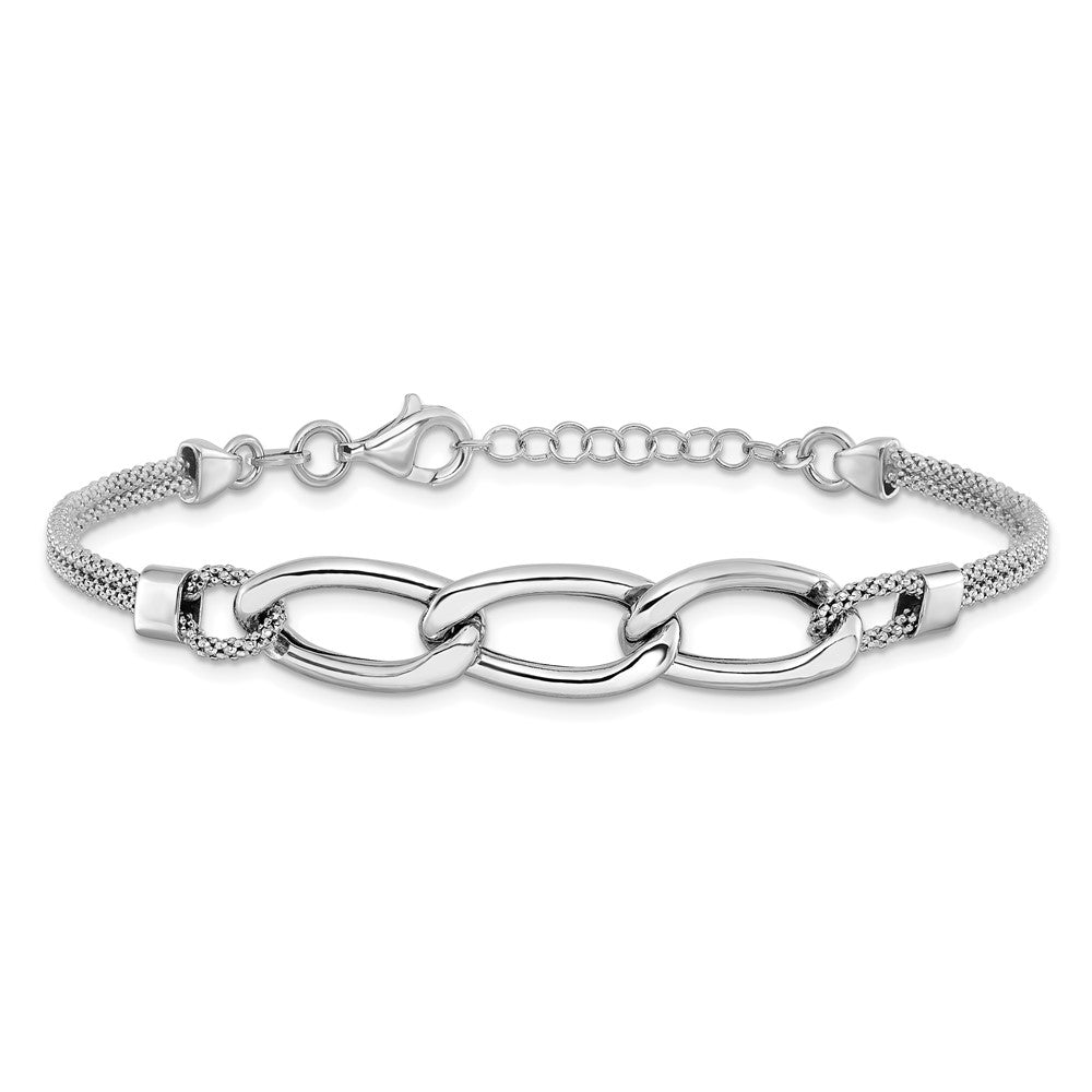 Sterlingsilber Rhodiniert Platin Poliert Multi Strang 1 Zoll Verlängerung. Armband
