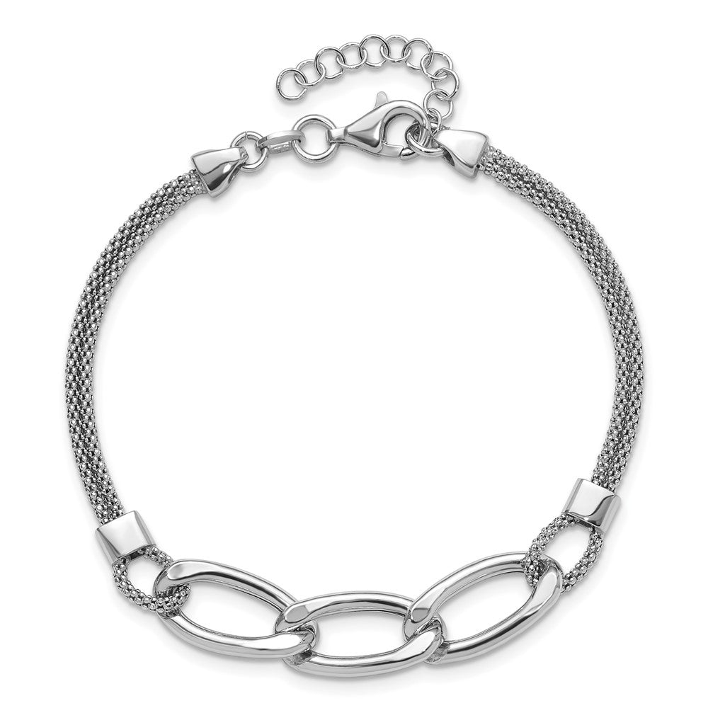 Sterlingsilber Rhodiniert Platin Poliert Multi Strang 1 Zoll Verlängerung. Armband