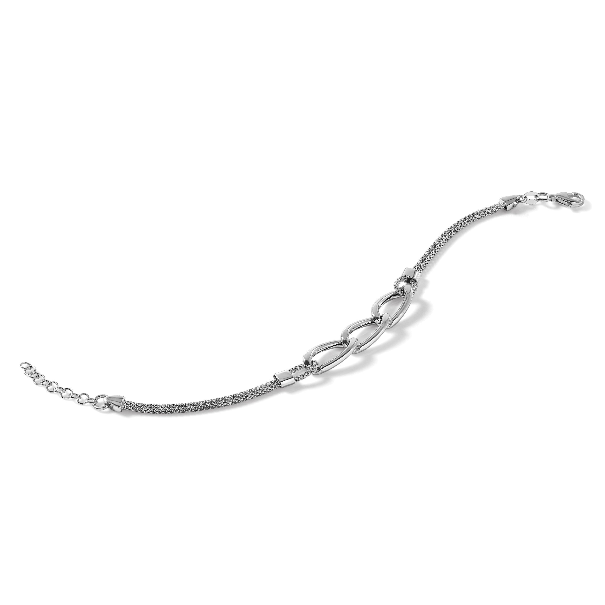 Sterlingsilber Rhodiniert Platin Poliert Multi Strang 1 Zoll Verlängerung. Armband